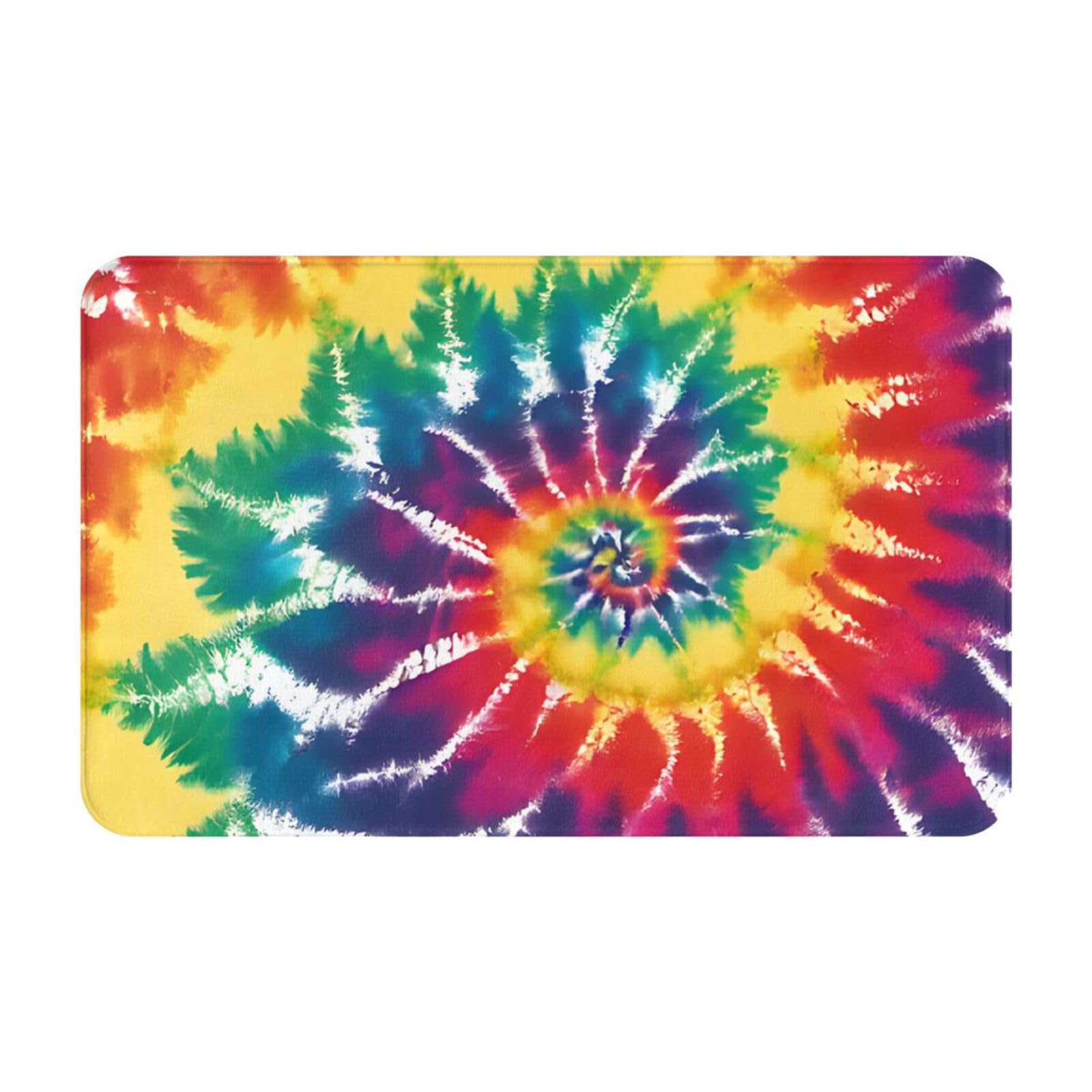 Tie Dye Rainbow Print Living Room Bathroom Kitchen Anti Slip and Absorbent Carpet, Indoor Entrance Door Muddy Floor Mat, Ultra Soft Washable Carpet 21x31.5 Inches