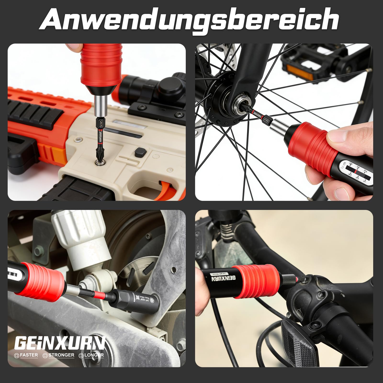 GEINXURN Set di 61 cacciaviti dinamometrici regolabili (1/4 pollici), set industriale SAE con cacciaviti rotativi speciali regolabili con attacco universale, chiave a bussola