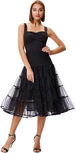 Miniatura 3 de GRACE KARIN Enagua vintage de los años 50 con tutú de crinolina para mujer, longitud del té, 30 pulgadas de largo