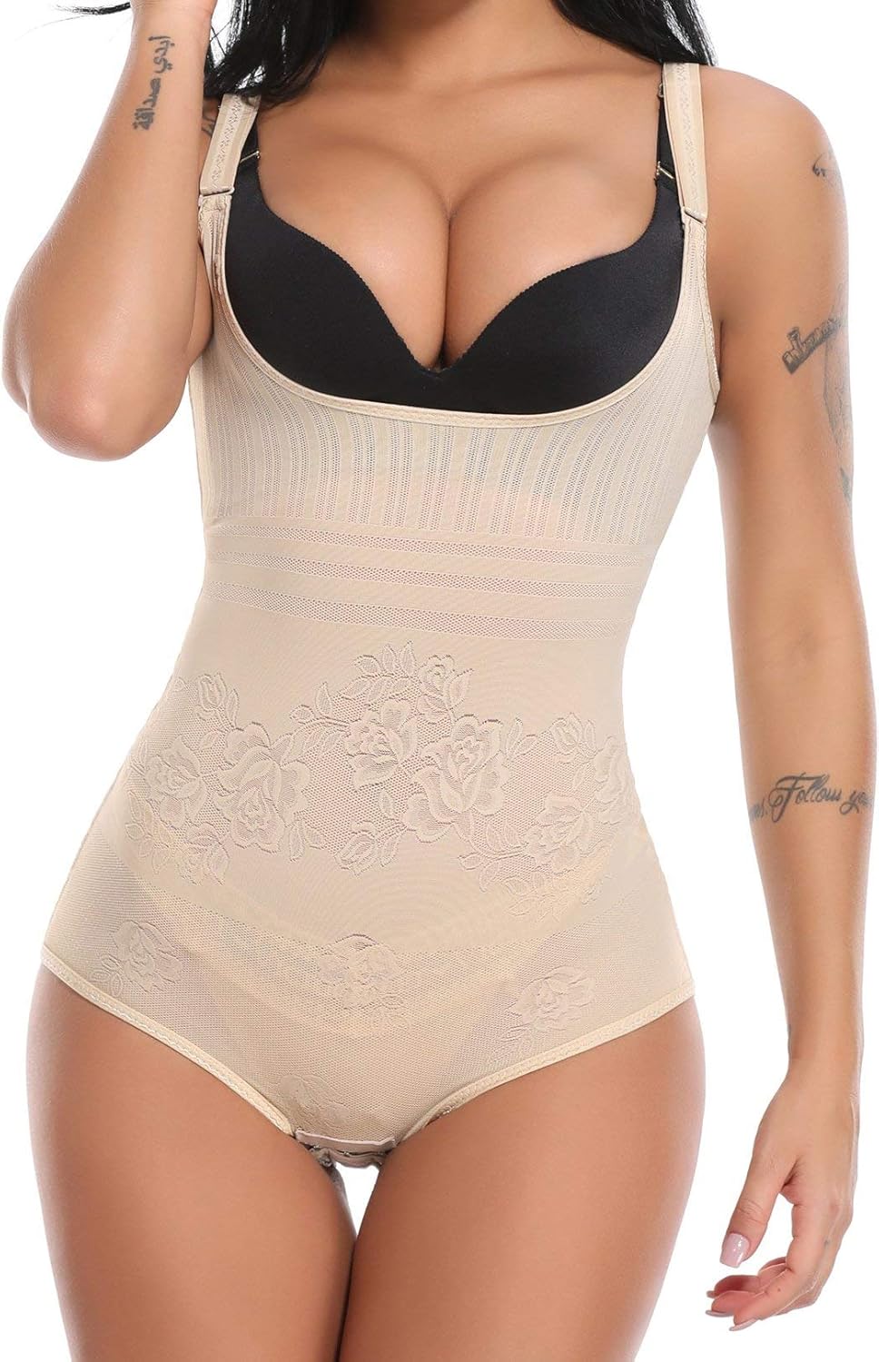 MISS MOLY Shapewear Bodysuit for Women Tummy Control Shapewear Open Bust Body Shaper Sculpting Bodysuit Nude 3X-Large