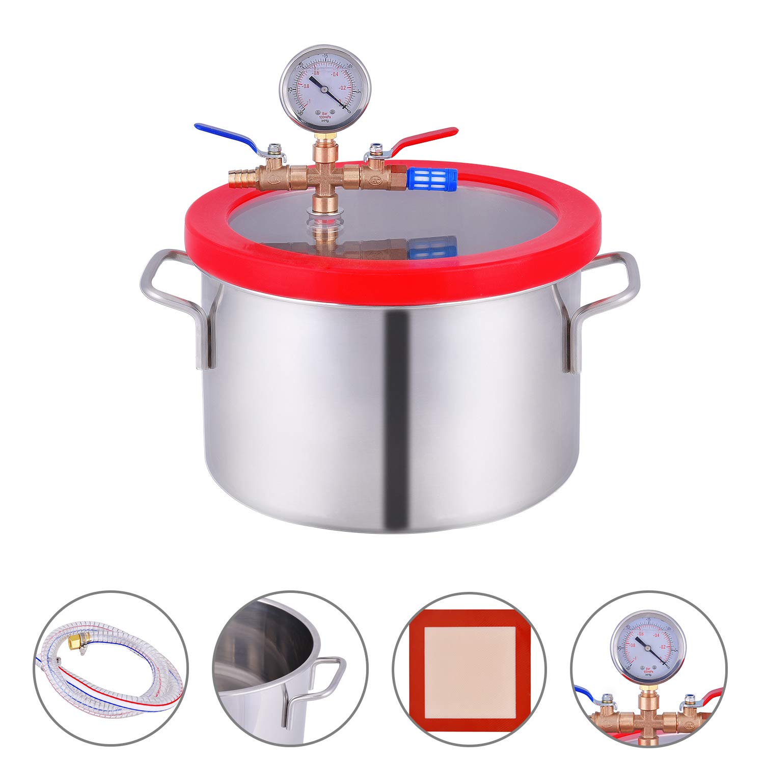 1.5 Gallon Vacuum Chamber Stainless Steel, Vacuum Degassing Chamber 5