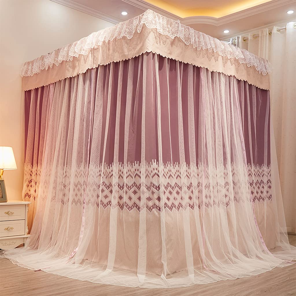 Zanzariera Per Letto Matrimoniale/Queen/King - Baldacchino 4 Angoli Verde Scuro - Anti Zanzare E Polvere - Foto 2