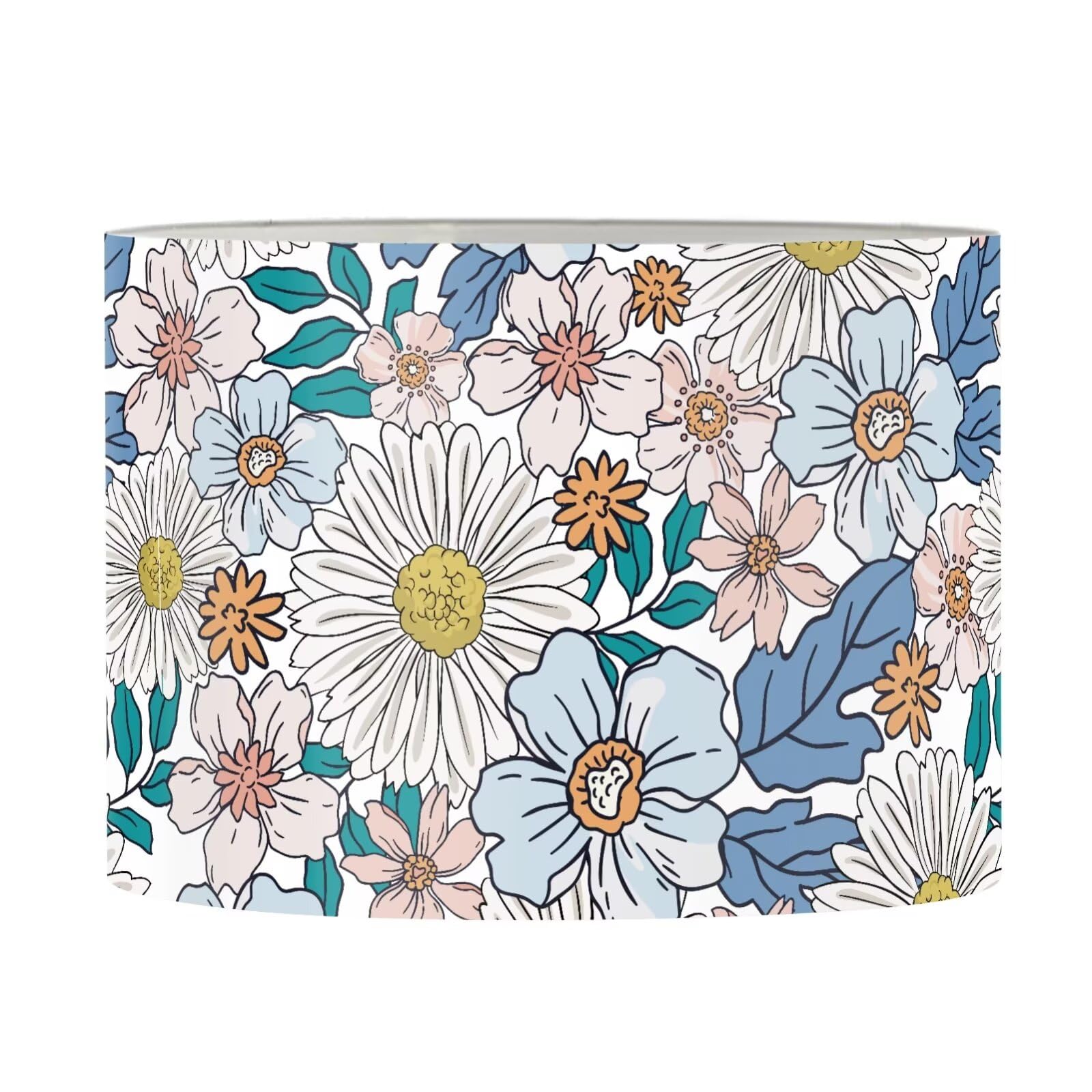 FANCOSAN Blue Daisy Lamp Shade for Bedroom Trendy Drum Lamp Shade Cover Replacement Home Decor S โ image 1