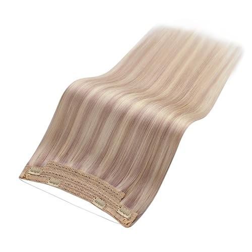 Miniatura 4 de Ugeat Extensiones de cabello humano real con reflejos, color rubio ceniza cálido, rubio decolorado, extensiones invisibles de alambre con hilo de