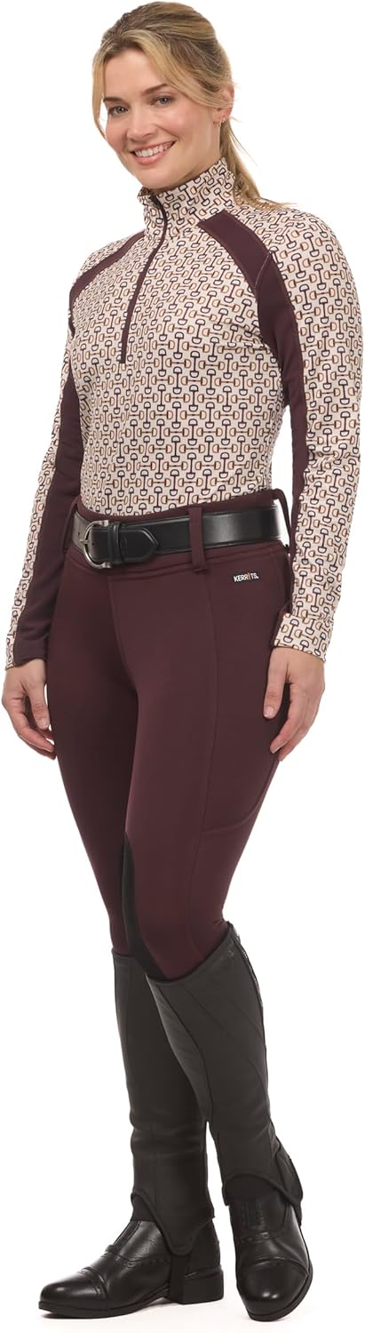 Kerrits Women's First Level Quarter Zip Fleece Horse Riding Tech Top – Long Sleeve, Light Stretch Winter Equestrian Shirt