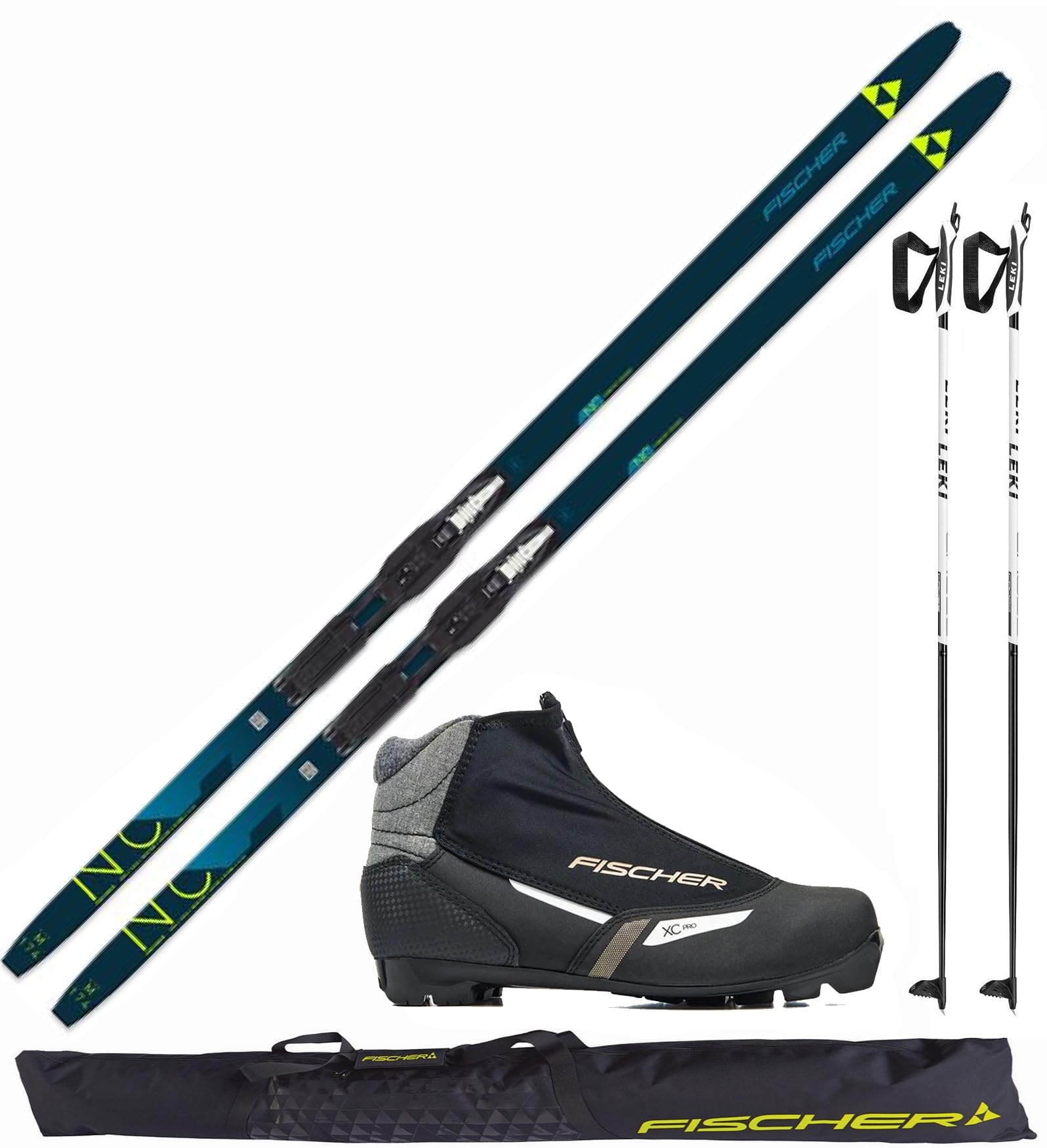 Fischer Langlaufski-Set Comfort Cruiser + Bindung + Schuhe Womens + Stöcke + Skisack