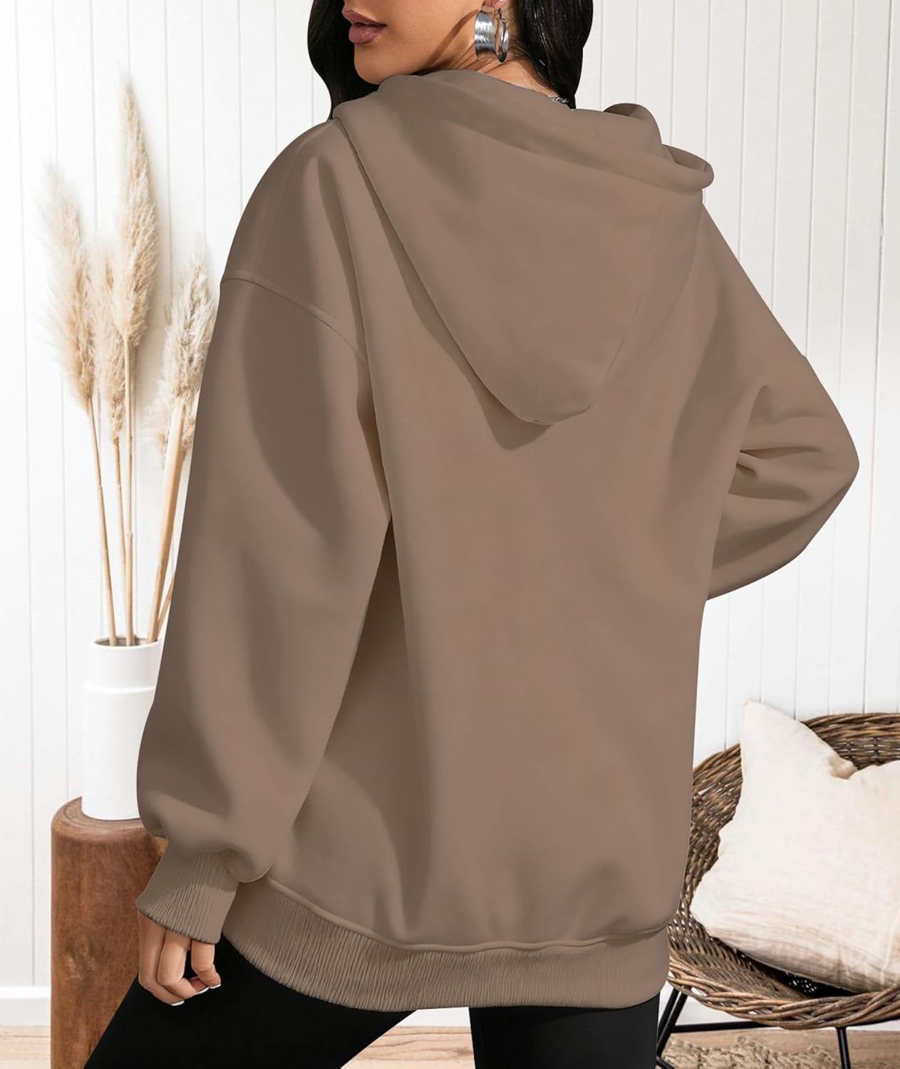 Oversized Hoodies For Women Casual V Neck Sweatshirt Fall Winter Fashion Long Sleeve Pullover Hoodie With Pockets - Image 5