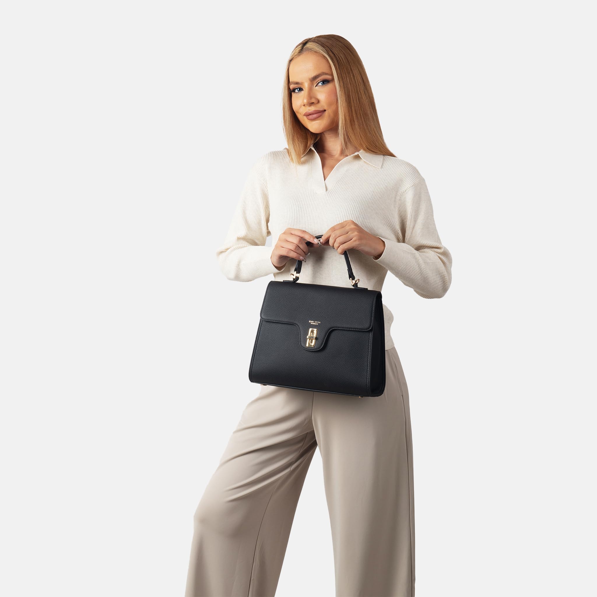 Carlheim, Gotland Genuine Leather collection, Estelle Genuine Leather Handbag (Black)