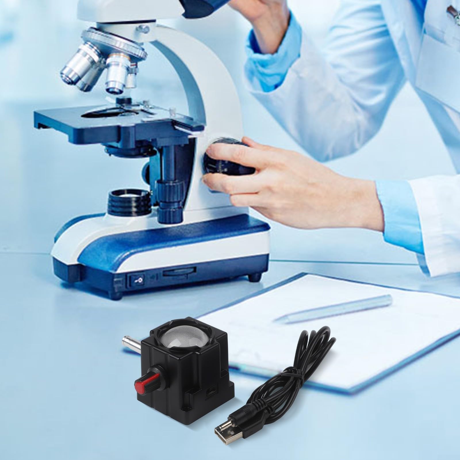 Lampe de microscope, rechargeable par USB, lampe de microscope biologique, éclairage de base à luminosité réglable pour microscopes de laboratoire (A)
