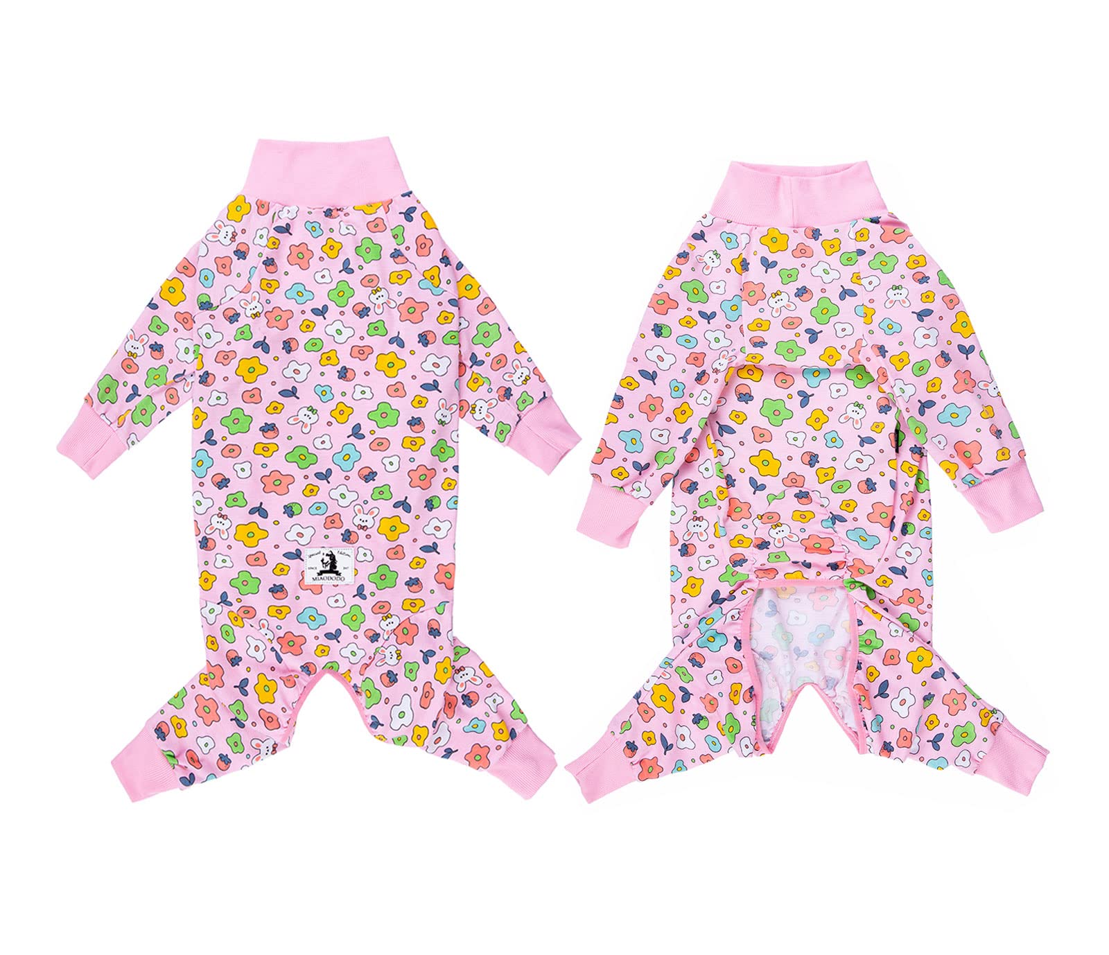 Dog Pajamas Jumpsuit for Medium Large Dogs Lightweight Cotton Dog Shirt Anti-Hair Onesies After Surgery Dogs Recovery Clothes_28(Pink Flowers) - Image 3
