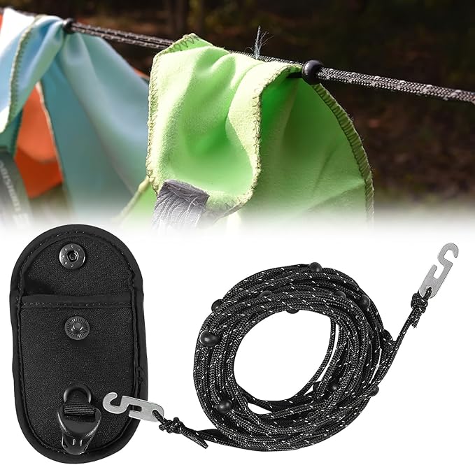 3.5m Camping Clothesline with 24 Fixed Beads,Portable Clothes Line,Non