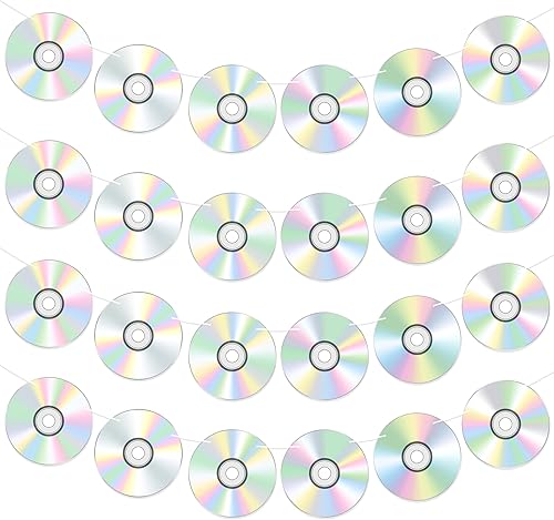 Miniatura 2 de 4 pancartas de disco de CD, decoraciones retro de los años 90, decoración de fiesta de cumpleaños de los años 90, decoración de fiesta de música
