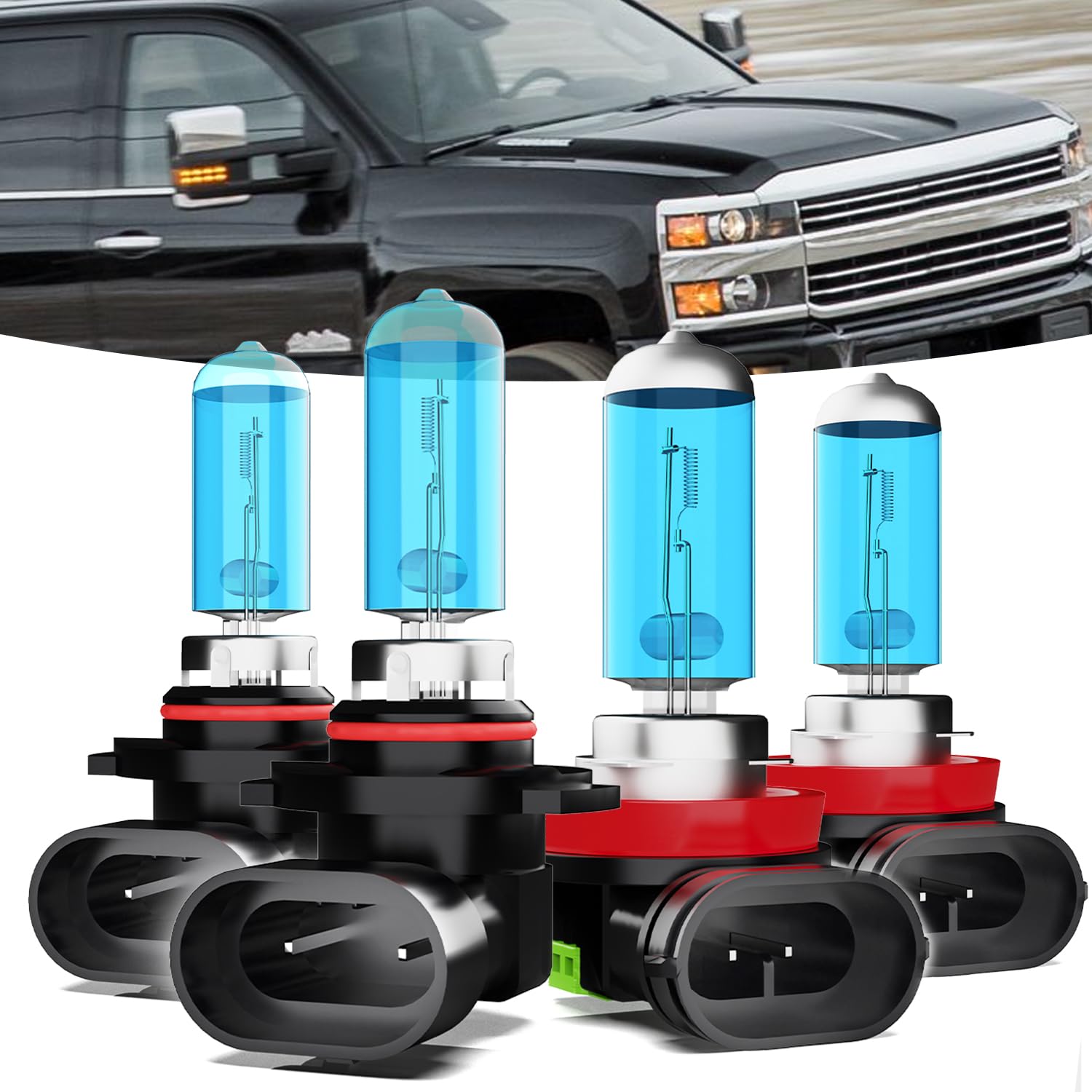 TTDBDAN Halogen Headlights Fit for Chevrolet Chevy Silverado 2500 2008-2018 Headlight Bulbs,9005/HB3/H10 High Beams +H11/H8/H9 Low Beams,Plug And Play