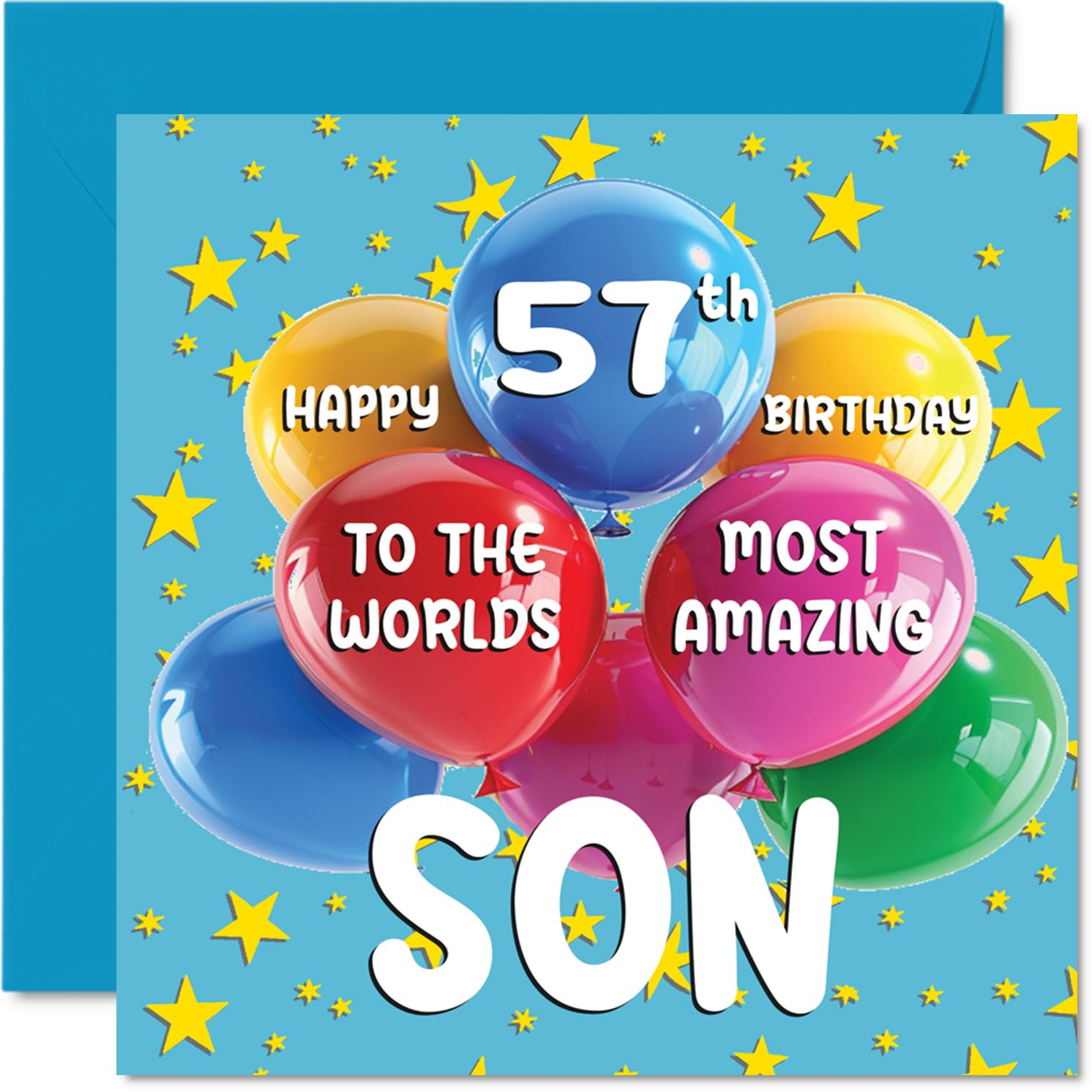 57th Son Birthday Card - World's Most Amazing Son - Happy 57th Birthday Card from Mum Dad, 145mm Age 57 Greeting Cards
