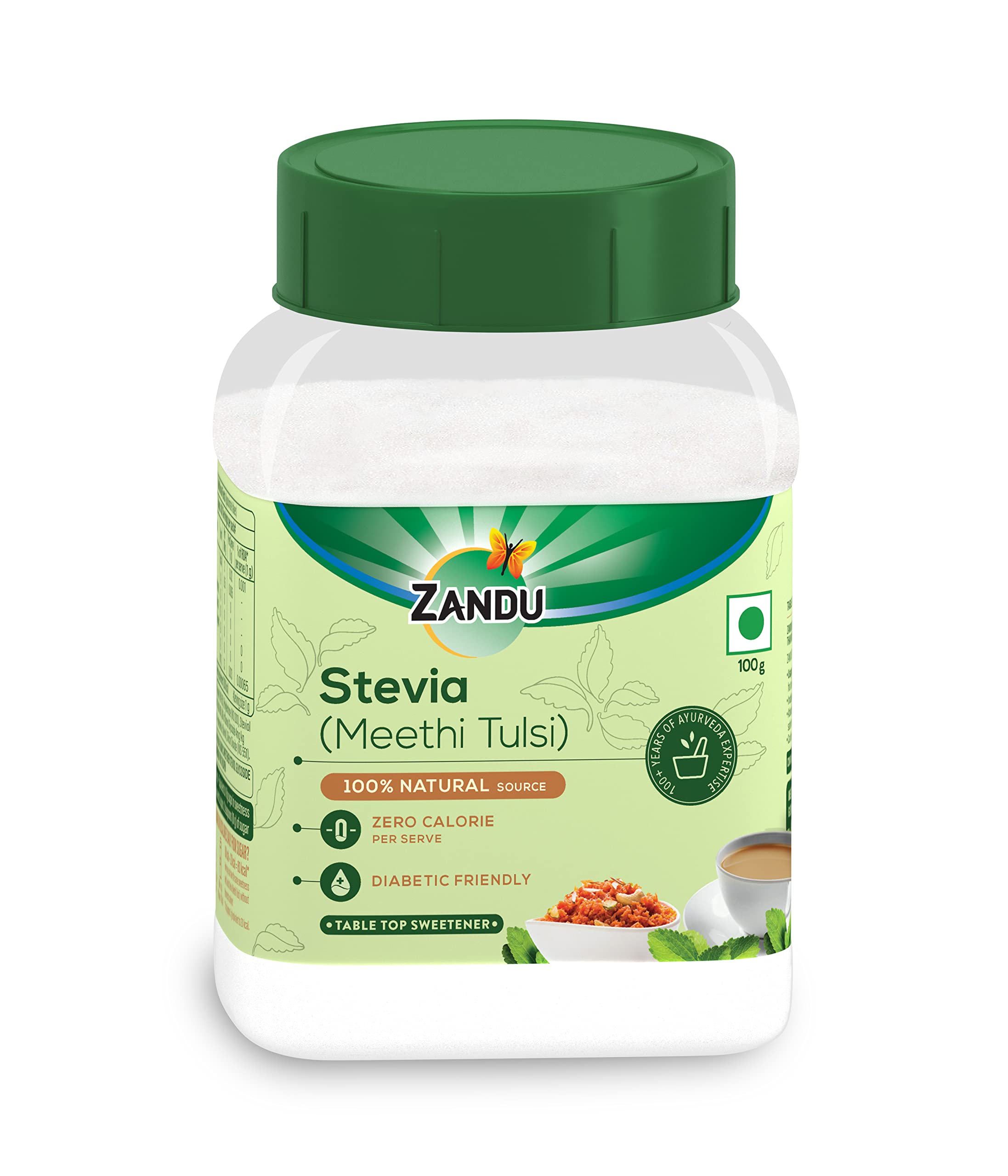 Zandu Stevia Meethi Tulsi Powder- A Healthier Substitute for Sugar |Helps Maintain Healthy Sugar Levels & Healthy Weight (100 g Powder)