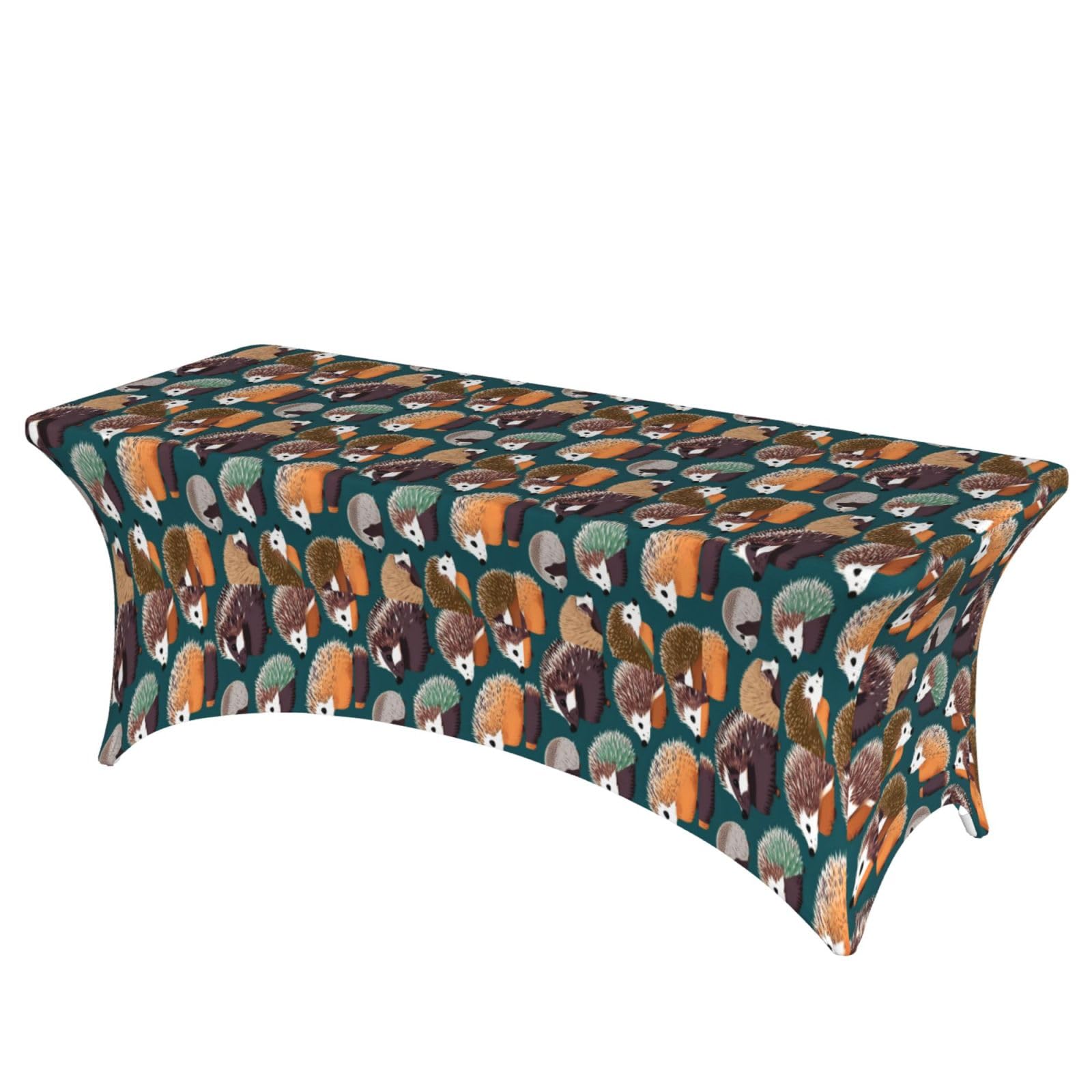 NImongt Many Hedgehogs Print Elastic Rectangular Tablecloth Holidays Family Banquet Wedding Party Table Cover