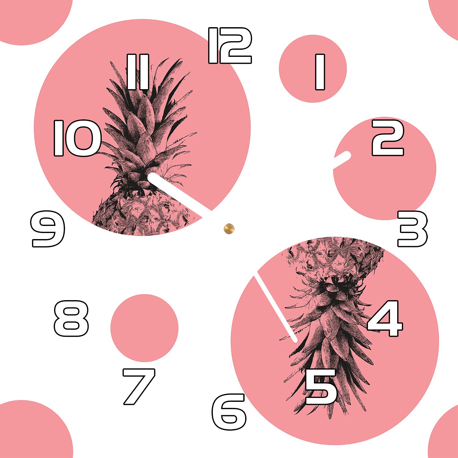 Horloge en verre 30x30 cm Coloray avec motif ananas et aiguilles noires
