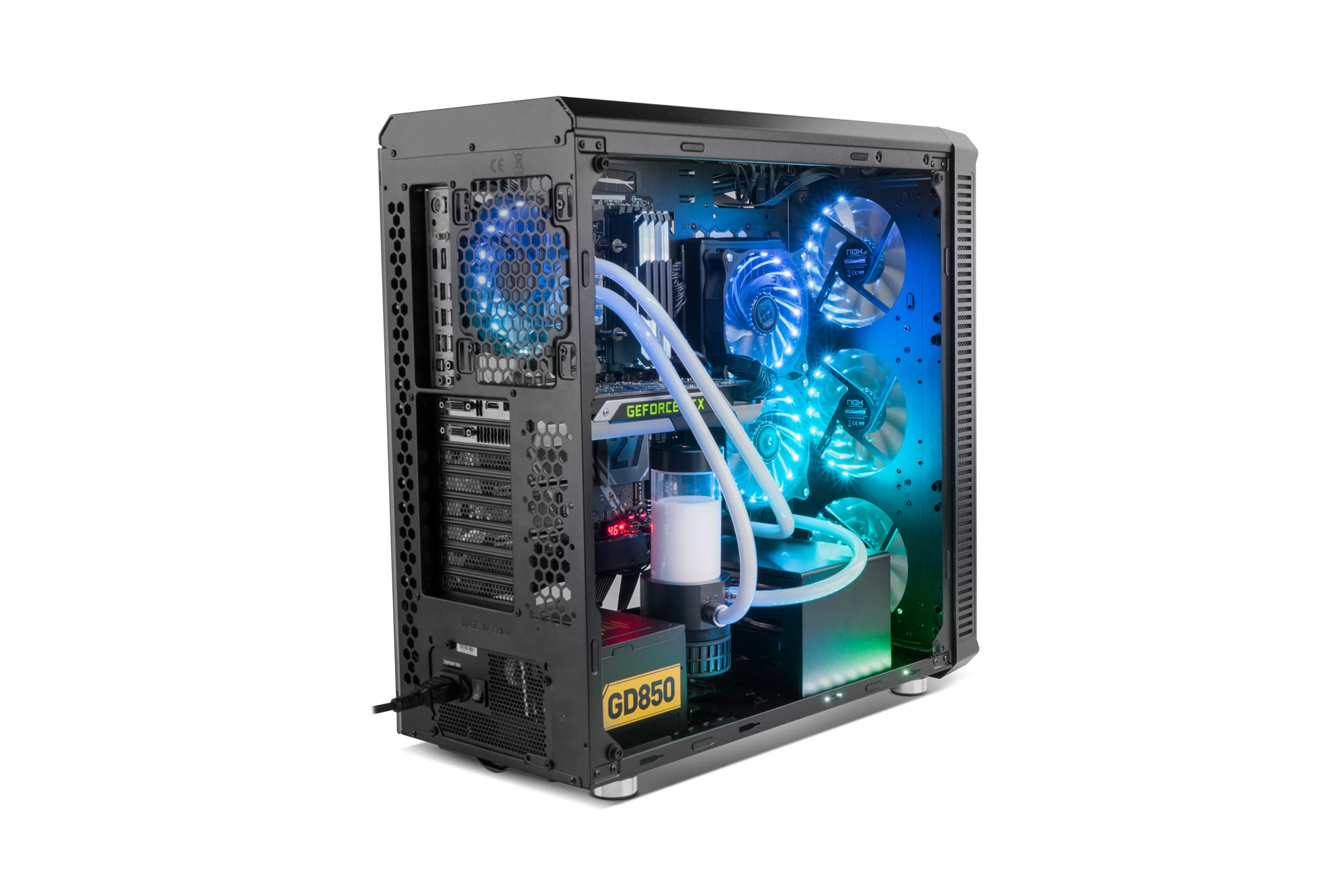 Boîtier PC NOX Hummer Aero - 4 Ventilateurs ARGB 140mm Inclus, Façade Mesh, Verre Trempé, Support GPU 420mm