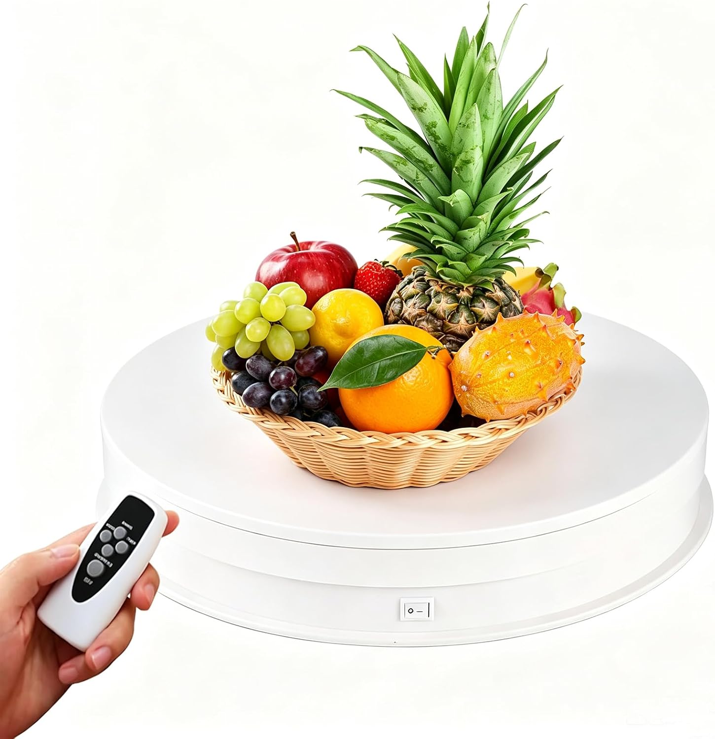 360° Photography Turntable Stand – 11.2" Electric Rotating Display Stand, Low Noise Rotating Display, Max Load 44Lb (White) for Jewelry/Watches/Cups