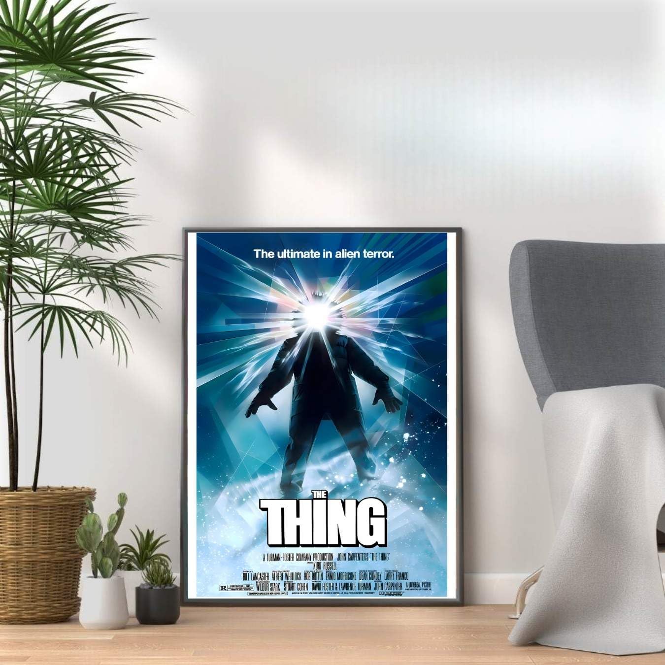 Horror Movie Poster Prints, Scary Film Wall Art, Halloween Decor, Horror Room & Home Cinema Wall Decor (THE THING, A3 Black Framed)