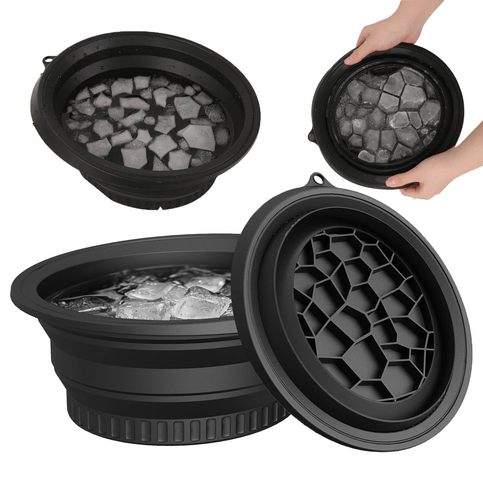 GRAYSON Face Ice Bowl | Ice Cube Tray For Face Dip | Ice Dunk Bowl For Face with Built-In Icetray, Collapsible Silicone Facial Ice Bath Bowl for Cold Plunge Therapy, Skin Tightening & Acne Relief-image-35