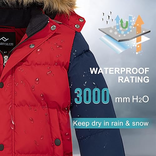 Miniatura 7 de FARVALUE Abrigo de invierno resistente al agua para niños chaqueta acolchada cálida con capucha parka gruesa para niños