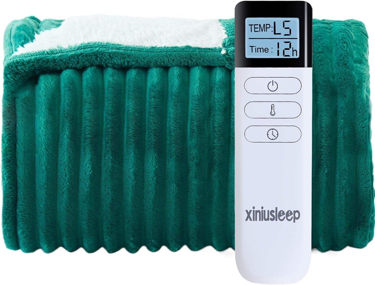 Heated Blanket Electric Blanket 62"x84", Soft Flannel Sherpa Electric Throw with 5 Heating Level & 12 Times Setting, Heated Throw with Overheating Protection, Machine Washable (Green)