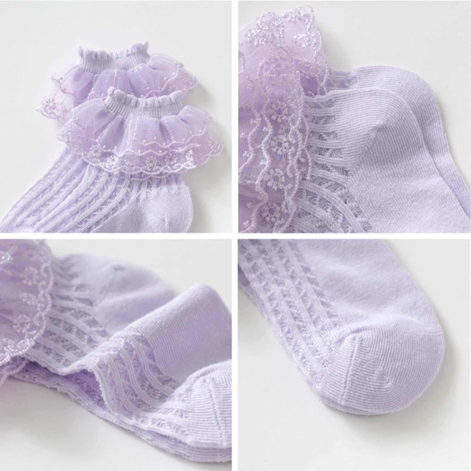Exegawe Toddler Girl Socks with Ruffle Lace Frilly 5 Pairs Kids Dress Dance Socks for 1-9 Years - Image 5