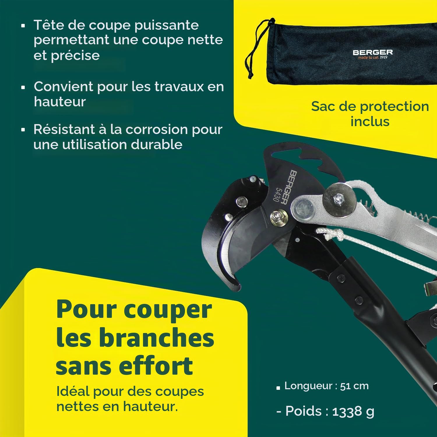 Echenilloir ArboRapid Berger 5430 pour perches télescopiques ArboRapid pour la coupe de branches et rameaux