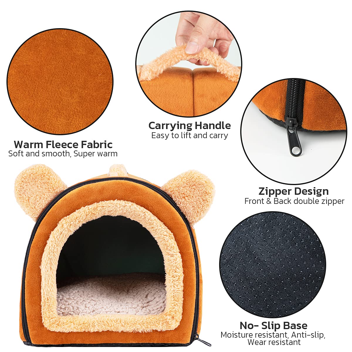 Hedgehog Bed Guinea Pig Bed, Warm Fleece Guinea Pig Hideout, Cozy