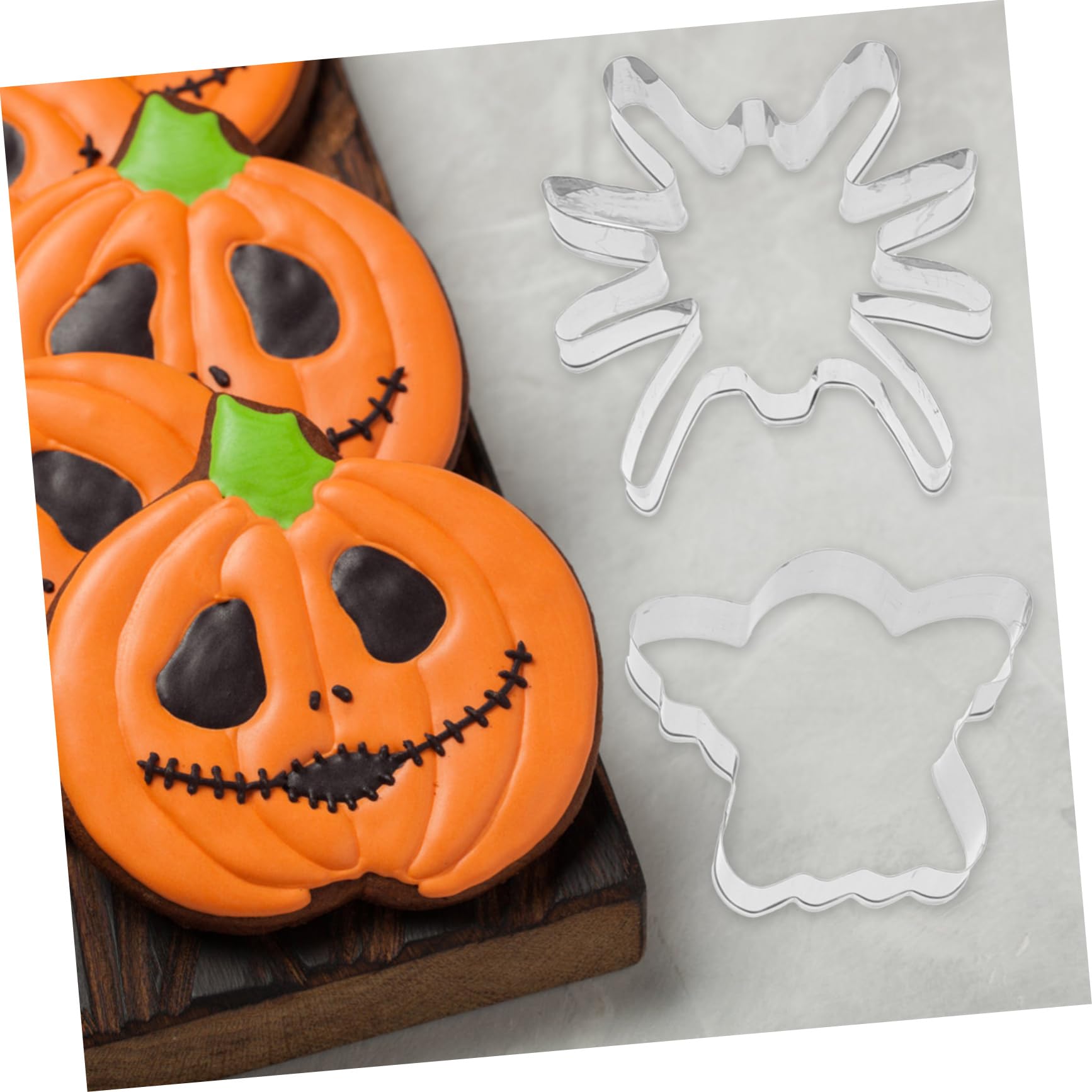 48 Stk Backform Kuchenform Ausstecher Im Halloween-stil Halloween-backzubehör -keksform Kürbis Ausstecher Mousse-ring Praktischer Keksausstecher Kekse Edelstahl 430 Silver PRETYZOOM