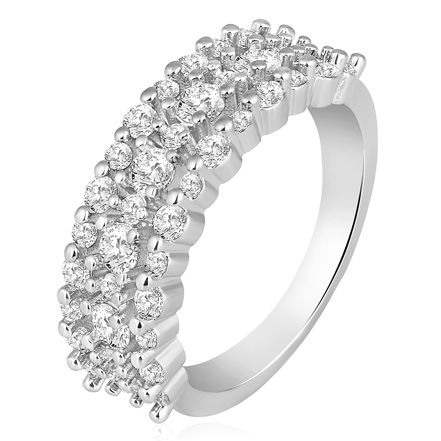 Peora Silver Plated Cubic Zirconia Studded Eternity Finger Ring Engagement Anniversary Jewellery Gift For Women & Girls, Size_7 (B0CZ3QS2BV) Amazon Price History, Amazon Price Tracker