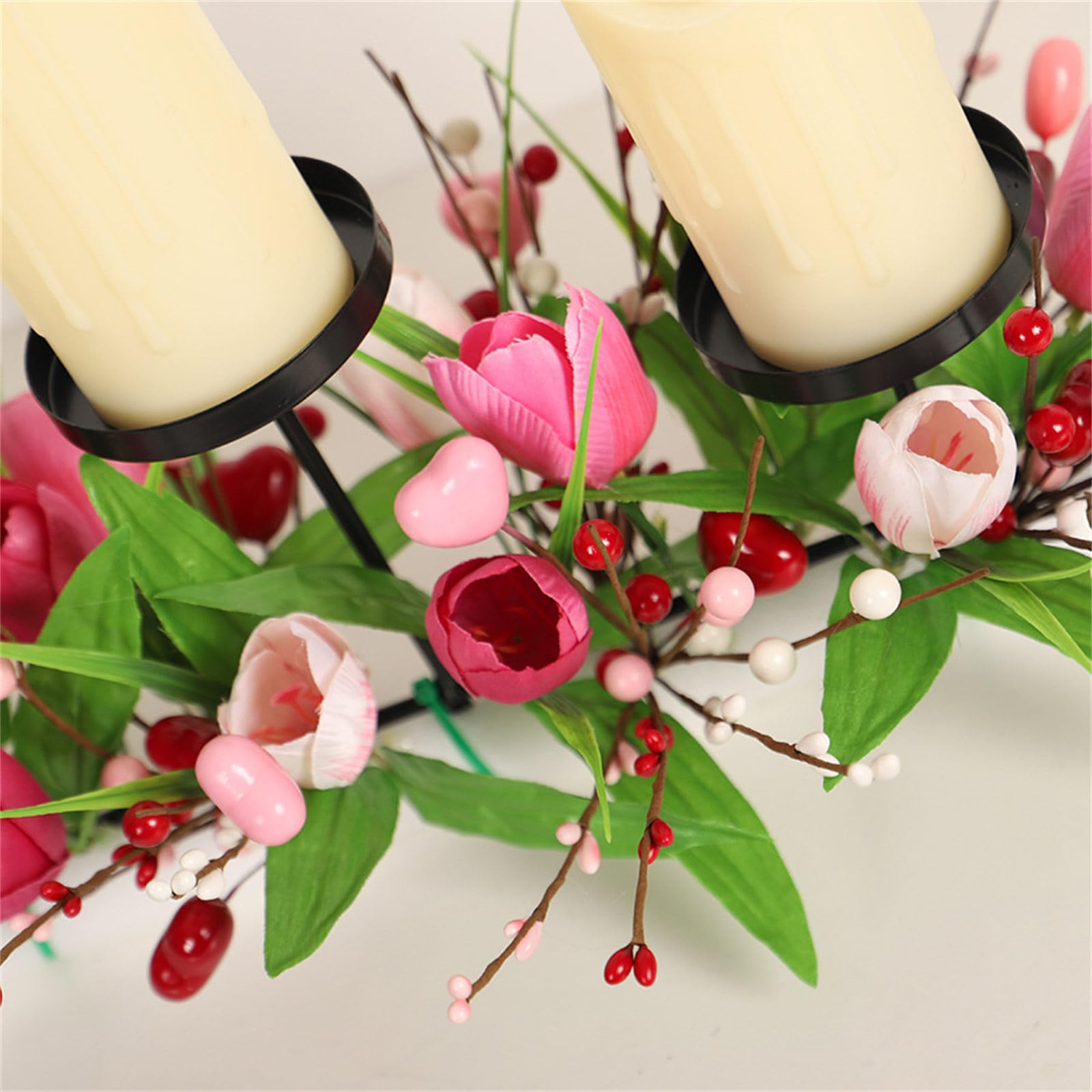 Iron Holer - Soporte decorativo para velas de flores artificiales para el día de San Valentín, bodas, centros de mesa, soporte decorativo para decoración del hogar