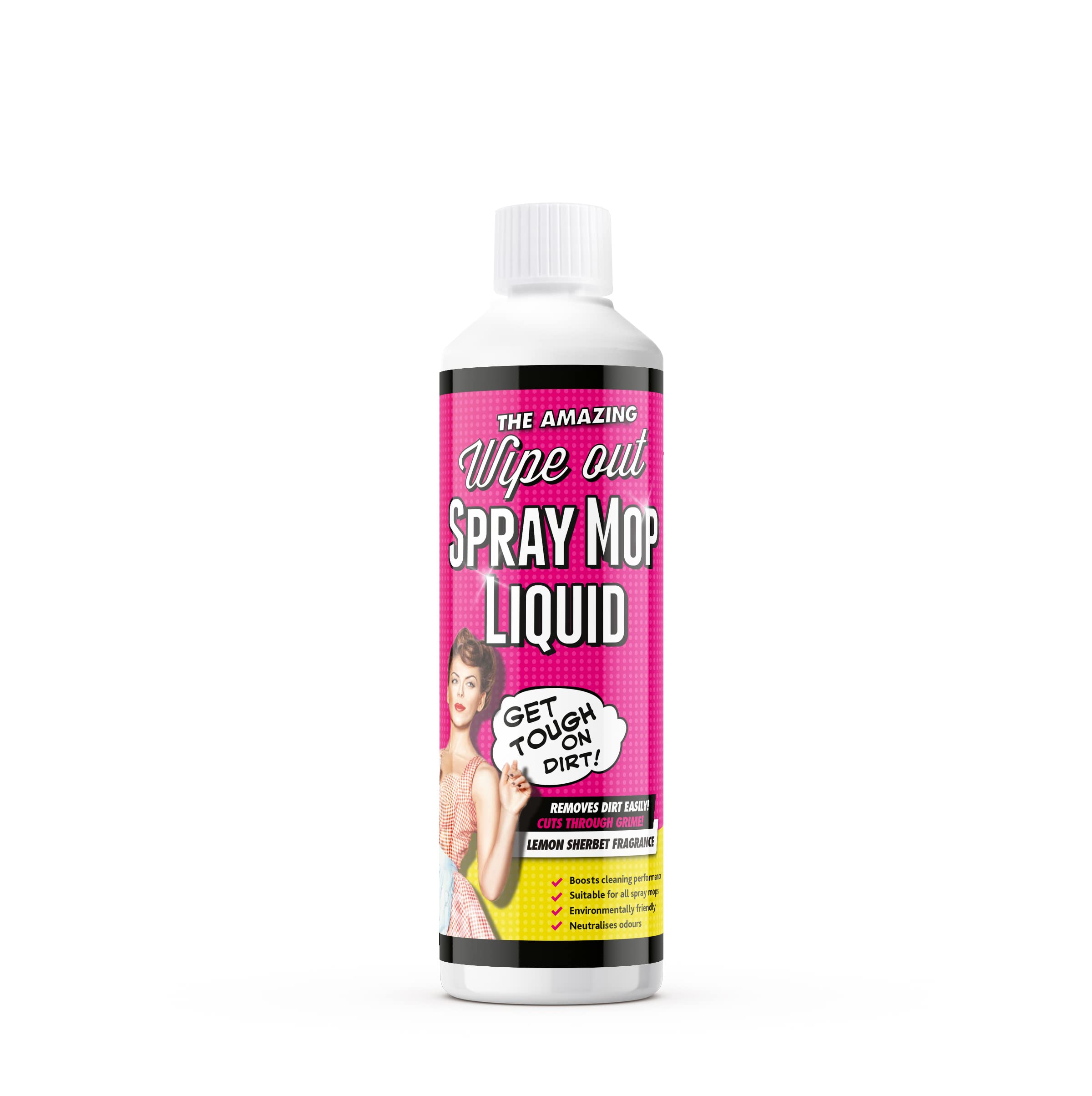 Wipeout - Spray Mop Liquid Detergent Refill Solution - Ready To Use Floor Cleaner | Lemon Sherbet Fragrance 500ml