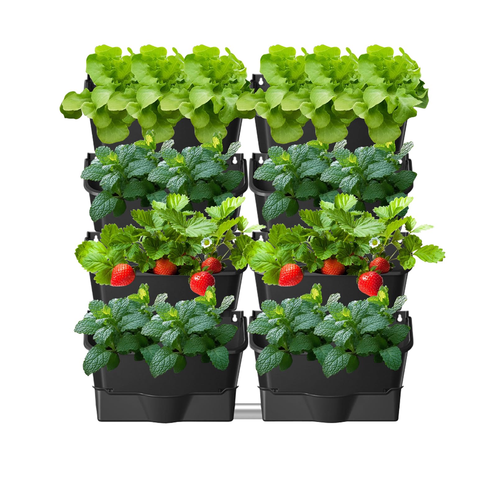 XQZMD Self Watering Wall Planting Pot, Outdoor Hanging Planter Bags with 8 Pots, Vertical Living Green Wall