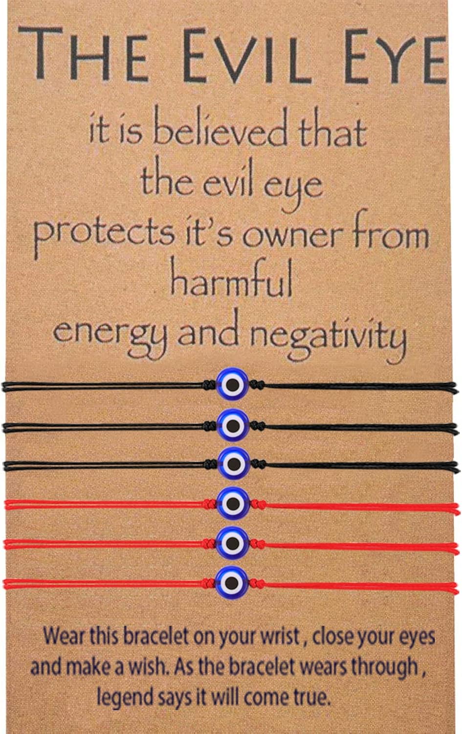 MANVEN Evil Eye Bracelet Adjustable Ojo Turco Lucky Kabbalah Protection Handmade Wish Friendship Bracelet Jewelry Gift for Best Friends Granddaughter Family