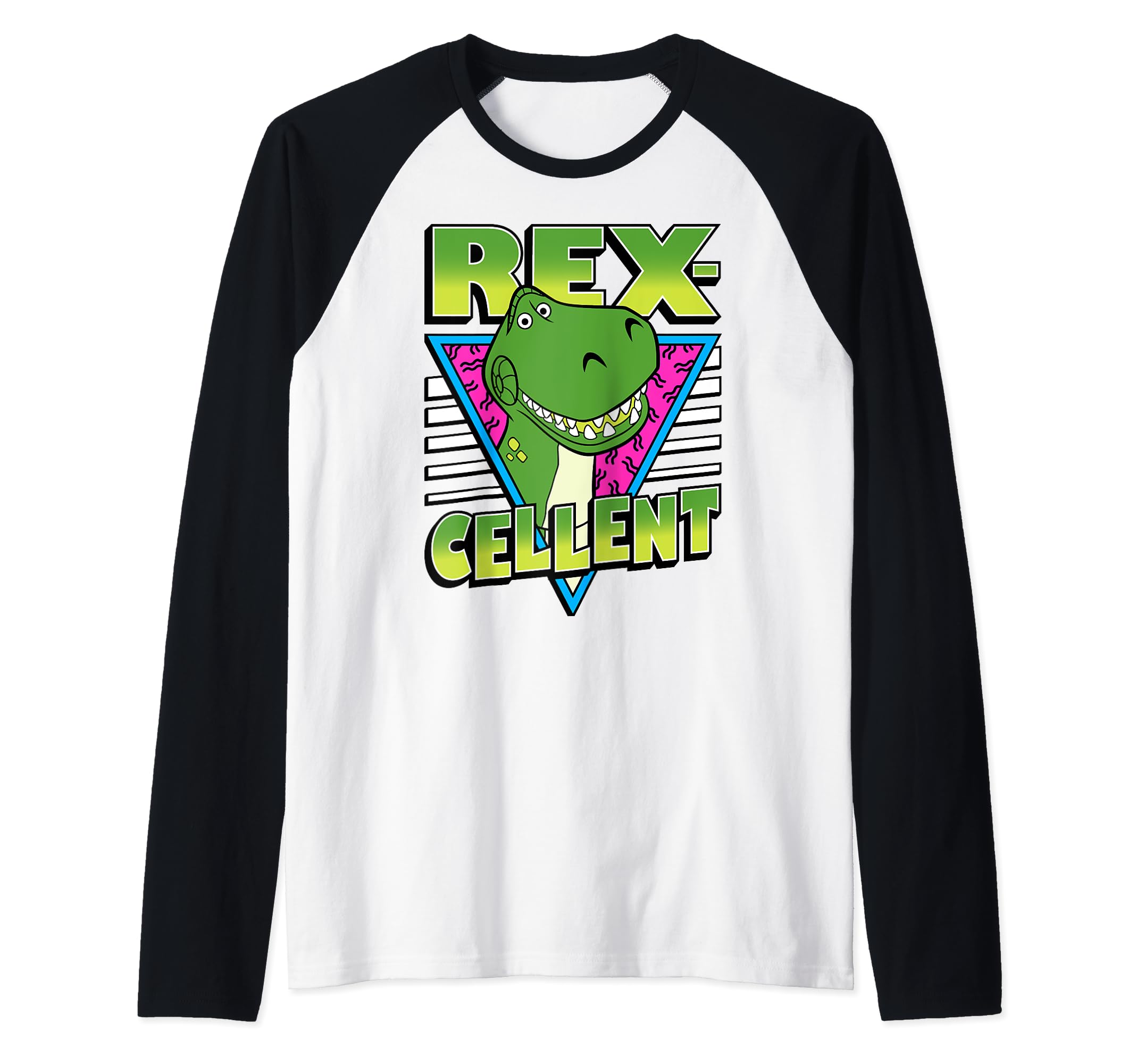 Disney Pixar Toy Story 4 Retro REX-Cellent Portrait Raglan Baseball Tee, Black