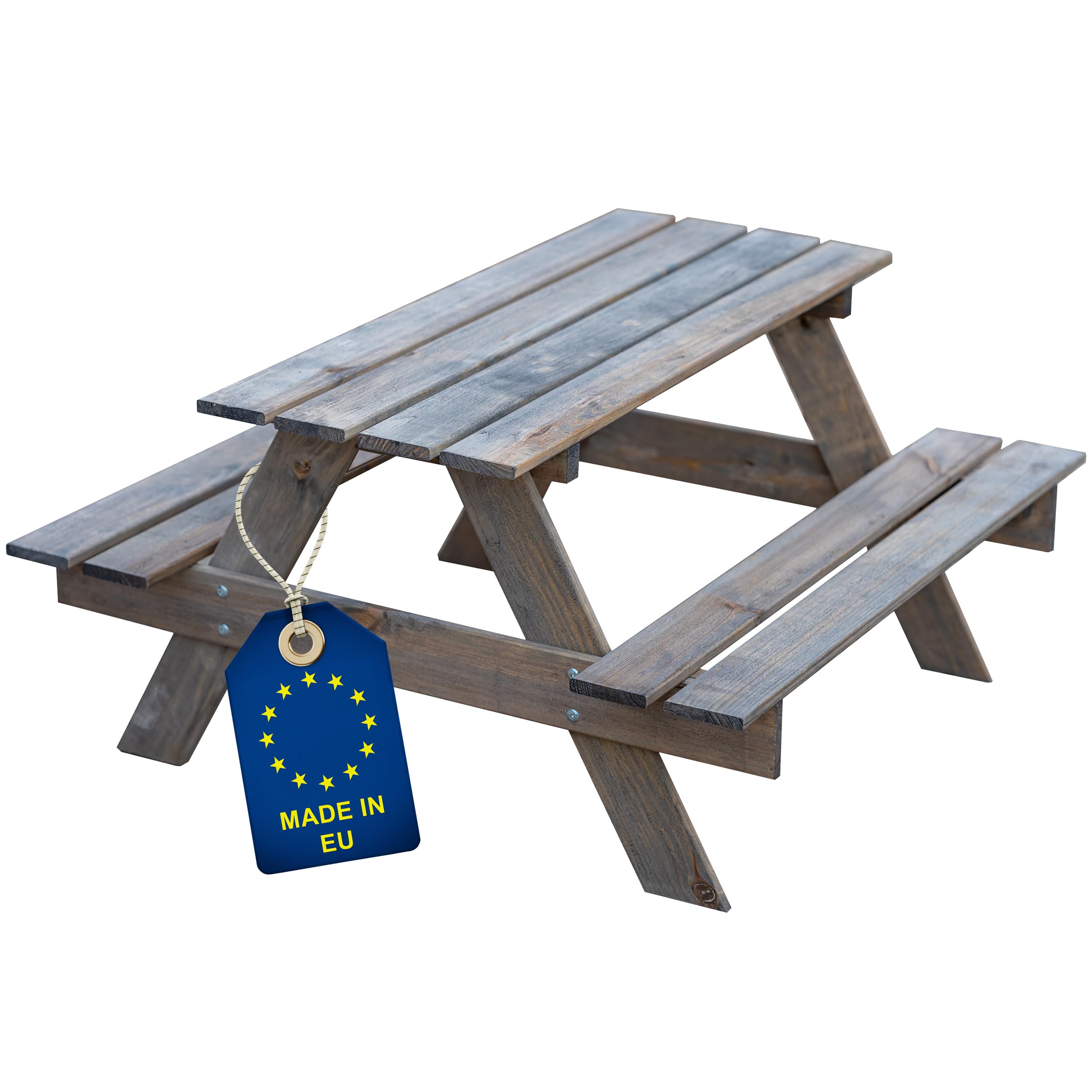 ITA Mesa de Picnic Infantil - Mesa de Madera con 2 Bancos para Niños - calidad directa del Fabricante - hecho en la UE - gris