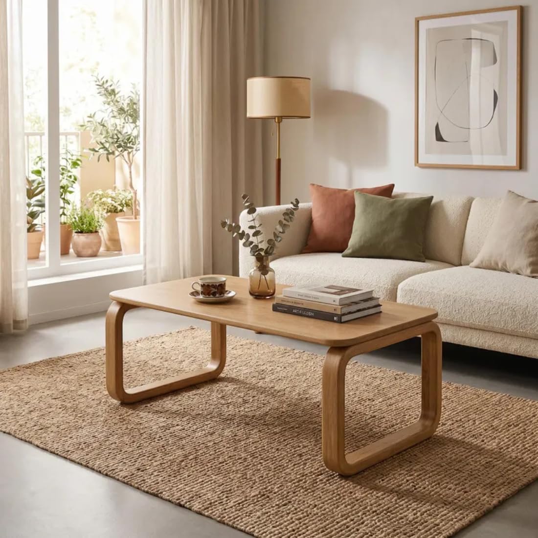 Wooden Expert Aesthetic Handmade Solid Wood Coffee Table for Living Room Wooden β Modern Oak Wood, Minimalist Mid-Century Design Coffee Table for Living Room Wooden (Walnut) (Big) 1