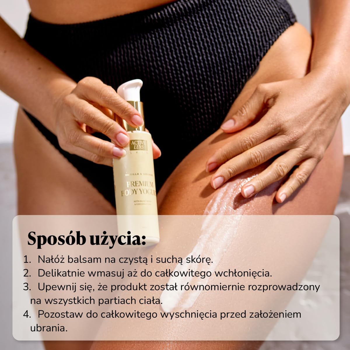 Active Luxe Premium Body Yogurt – Balsam After Sun, 110 g | z Aloesem & Olejem Kokosowym, Nawilżająca Pielęgnacja After Sun dla Twarzy & Ciała, Naturalna Skincare