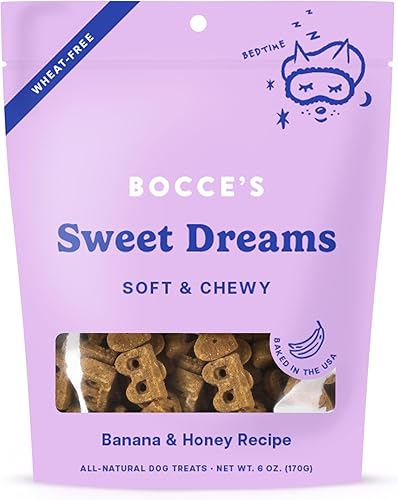 Bocce's Bakery Dailies Sweet Dreams Golosinas para perros para apoyo a la hora de acostarse, golosinas para perros sin trigo, hechas con