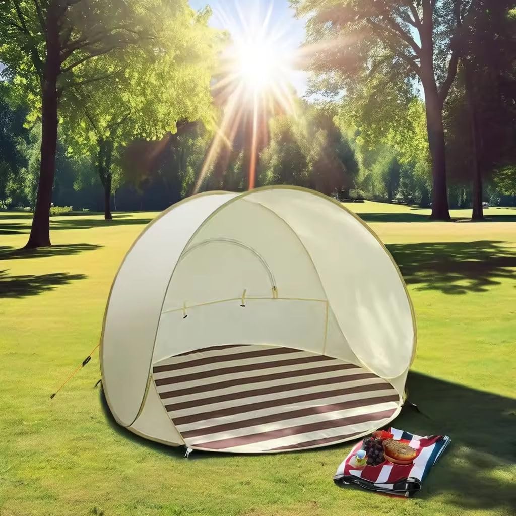 CREDLOUS Pop Up Portable Tent Sun Protection Beach Tent for Fishing Picnic Beach Green Stripes L | Outdoor Sports | Camping & Hiking | Tents & Canopies