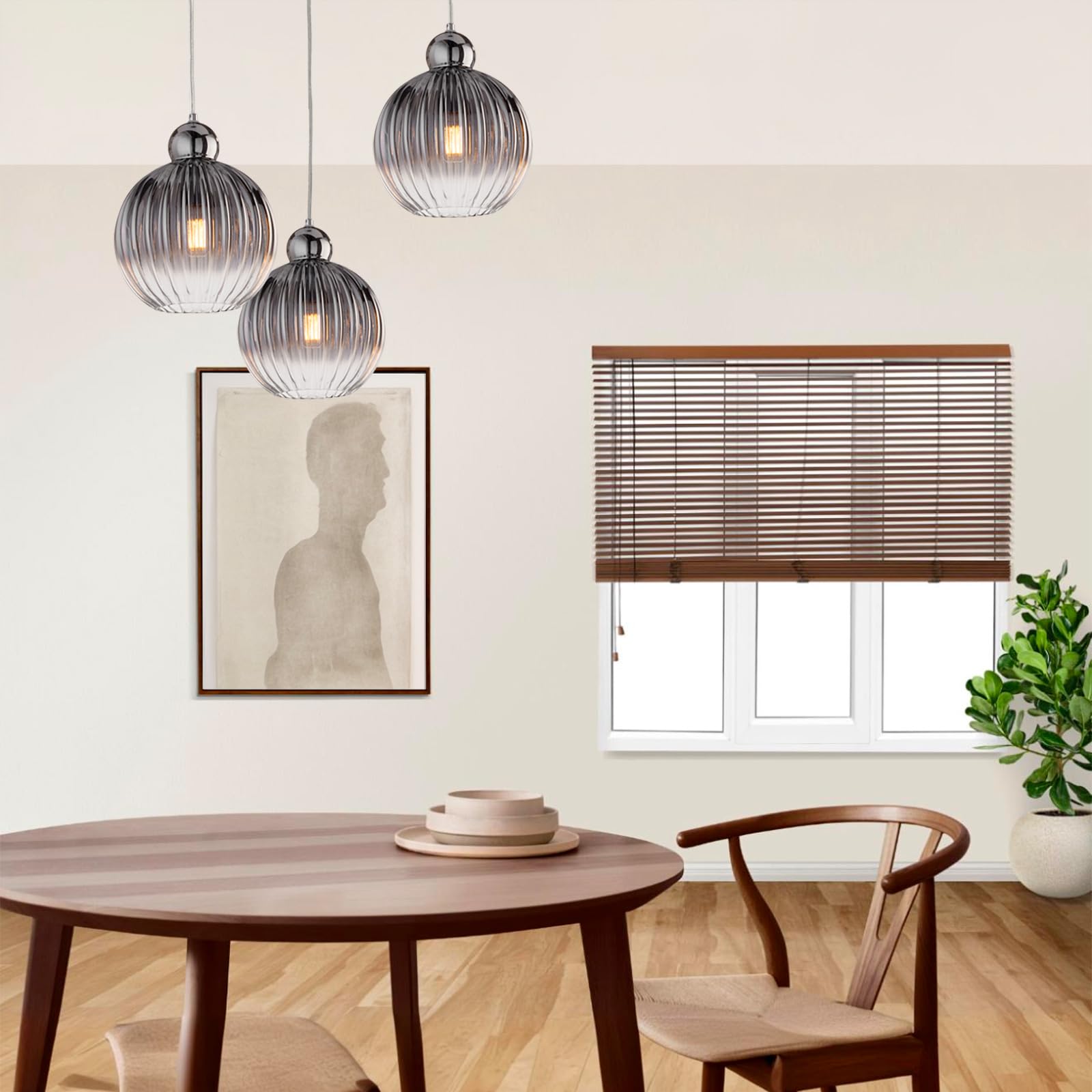 LEOLUX OMER 3 Lampadario a Sospensione 3 Luci – Design Moderno con Sfere in Vetro - Cavi Regolabili - Attacco E27 – Ideale per Cucina - Soggiorno e Zona Pranzo