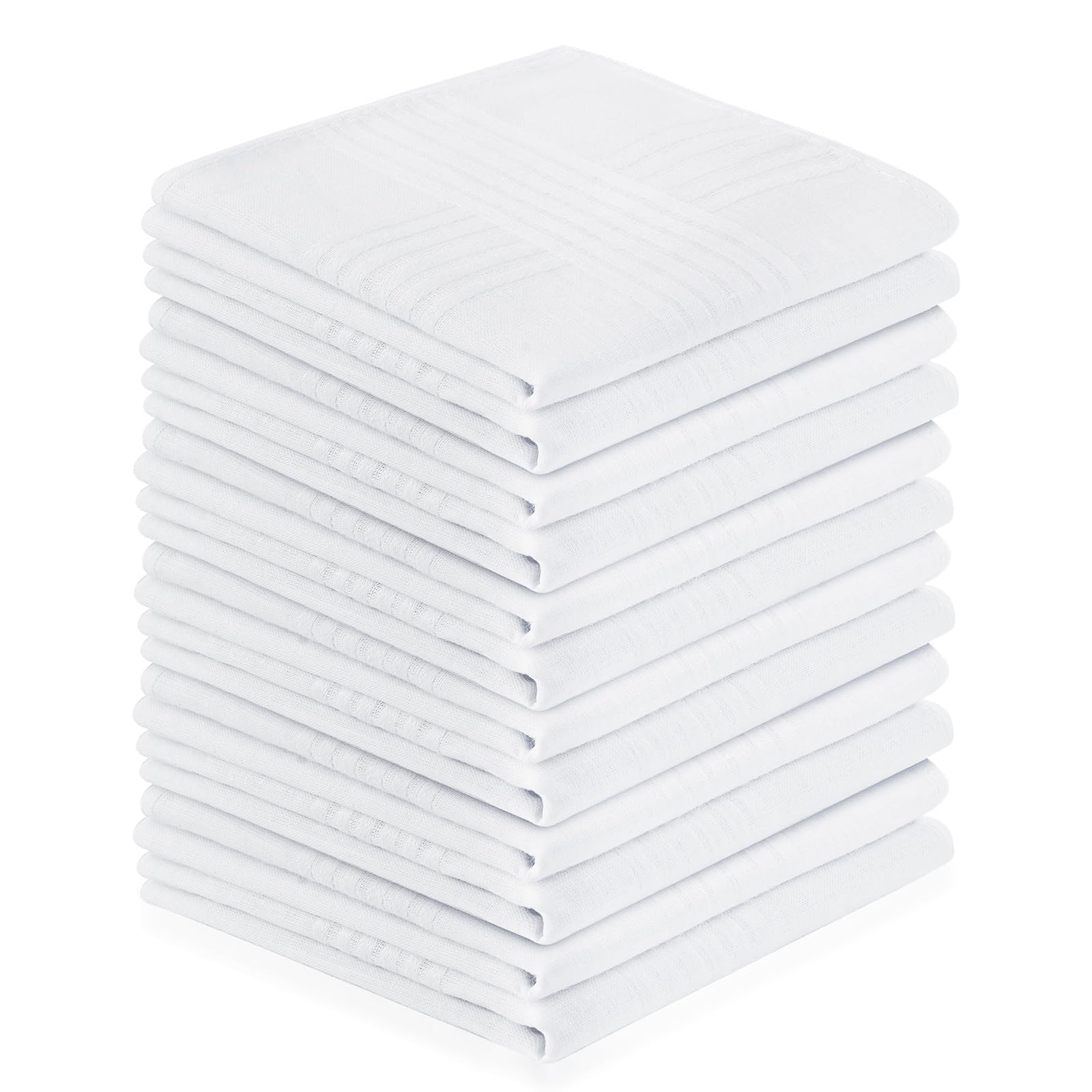 Handkerchiefs Women's Pack of 12 Handkerchiefs Fabric Traditional Handkerchiefs for Women Pocket Square White Small Handkerchief Reusable Wedding Handkerchief 40 x 40 cm, White, 40*40CM-image-9