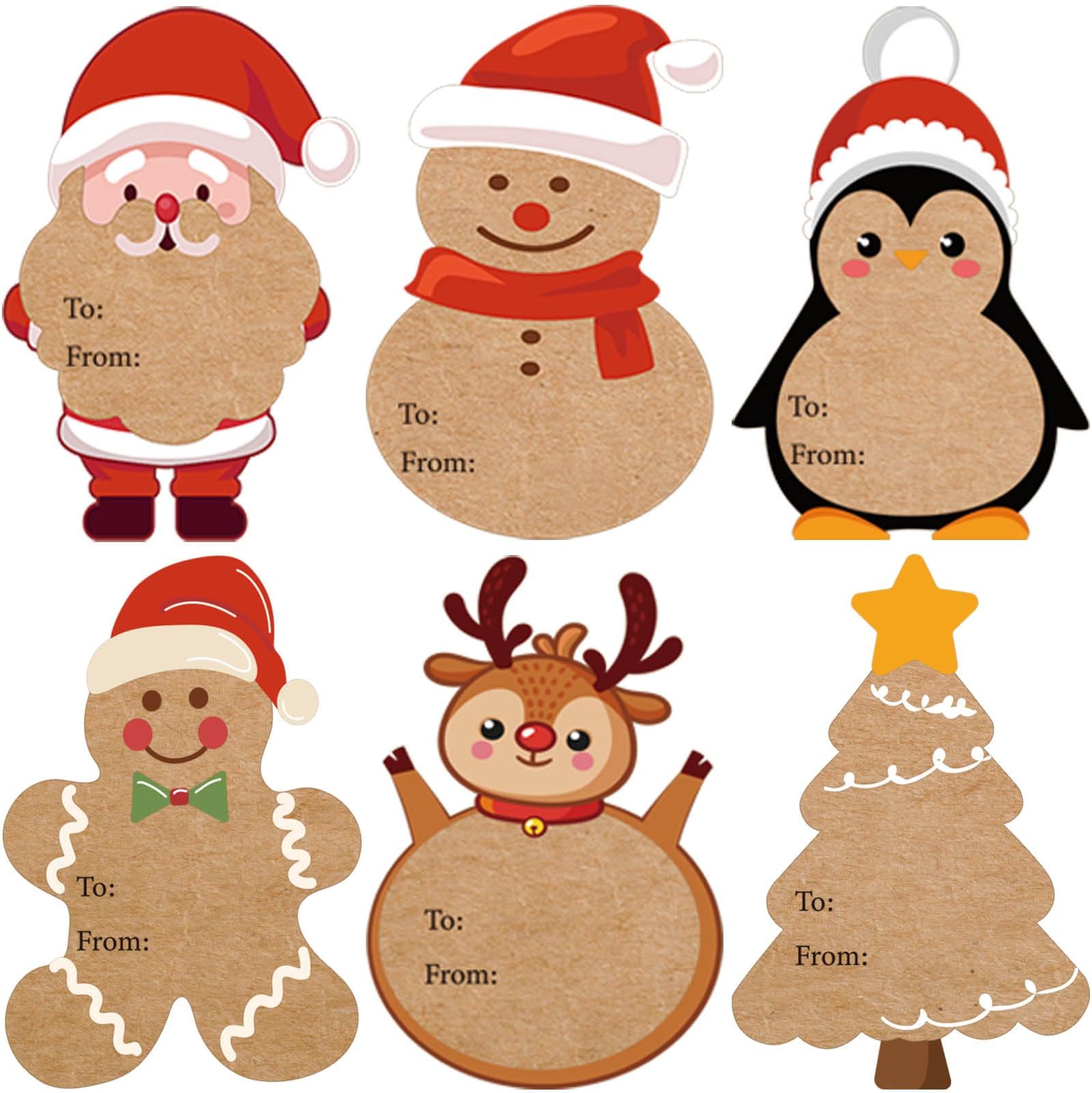 Amazon.com: 500Pcs Widen Kraft Gift Tag Stickers for Christmas ...