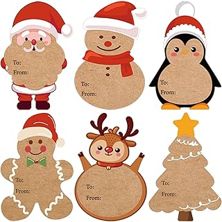 Kraft Christmas Gift Labels Stickers, Gift Tags for Christmas Presents, Christmas Labels Stickers for Gifts, 2 x 3 Inch Christmas Name Tags Stickers for Gifts Boxes Wrapping Paper(120 PCS)