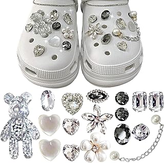 INBOLM shoe Accessories,Bling Shoe Charms Silver Crystal Dia
