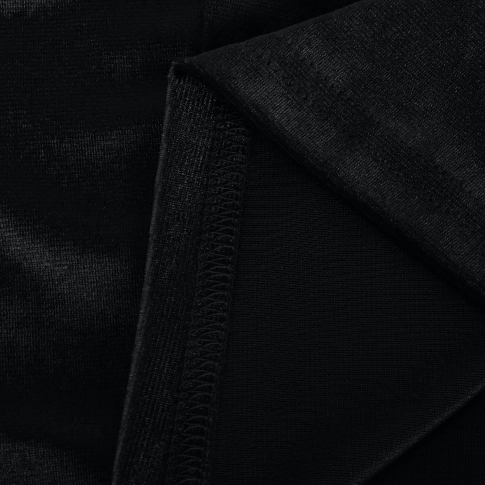 Robe vintage en velours avec col en V et col roulé - Manches longues - Robe de soirée moulante - Robe de bal élégante et rétro, 1056-Noir, XXL