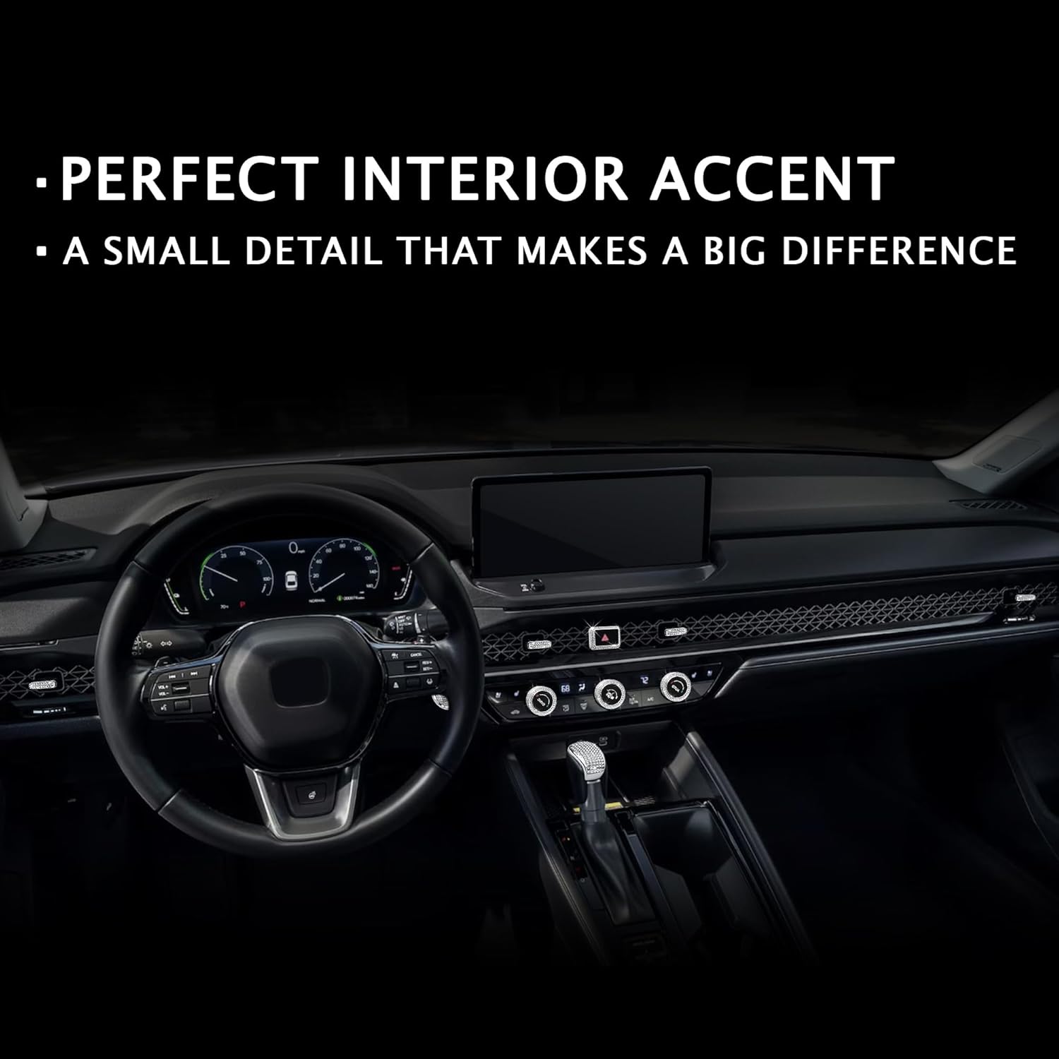 11PCS Crystal Knob Cover Trim Set - Zinc Alloy Rhinestone Interior Bling Accessories, Stylish Control Knob Caps Compatible with 2023-2025 2026 Honda Accord & Accord Hybrid