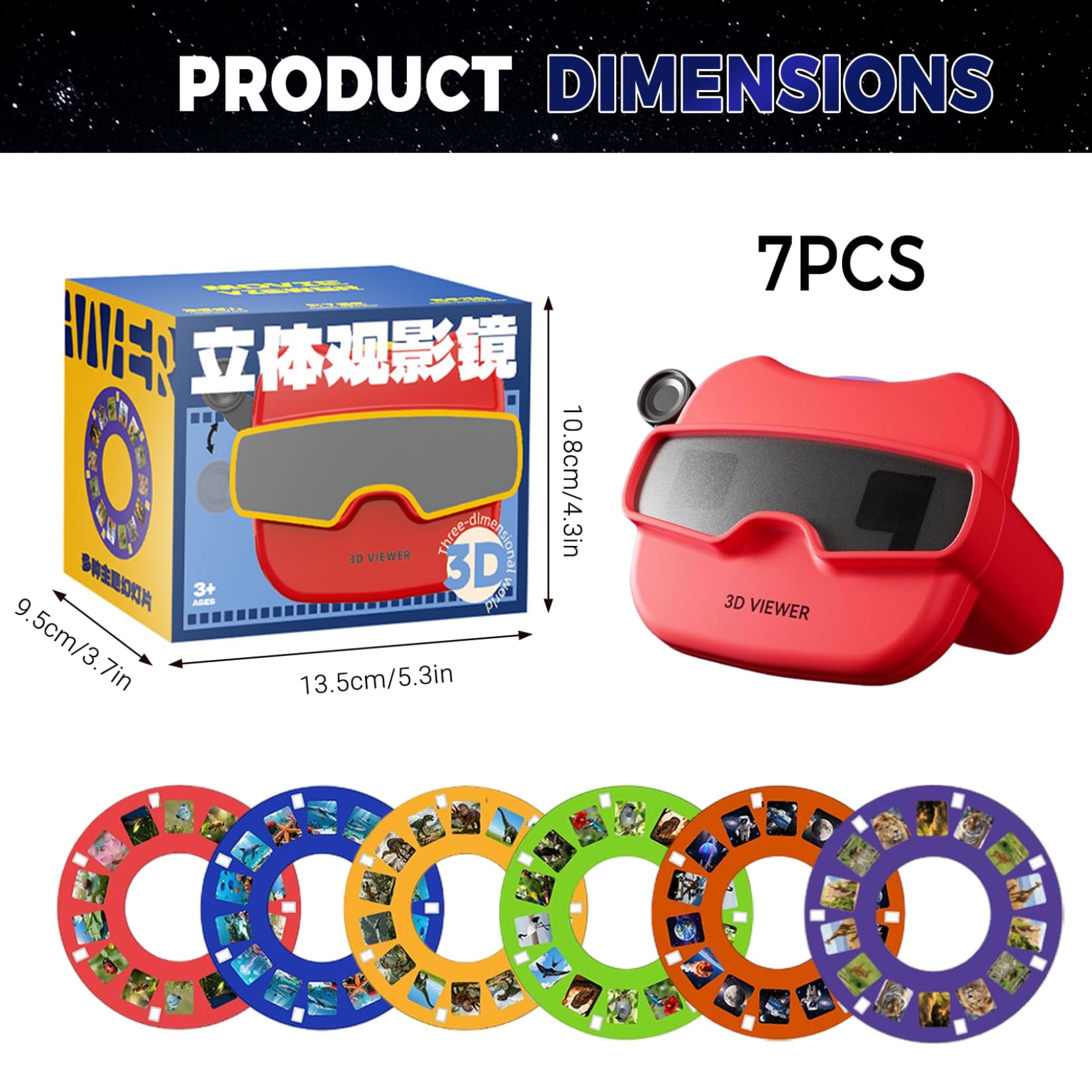 Kaléidoscopes éducatifs Amusants pour Enfants, visionneuse 3D, avec 6 Rouleaux, Jouet Naturel sans Danger pour Les Yeux